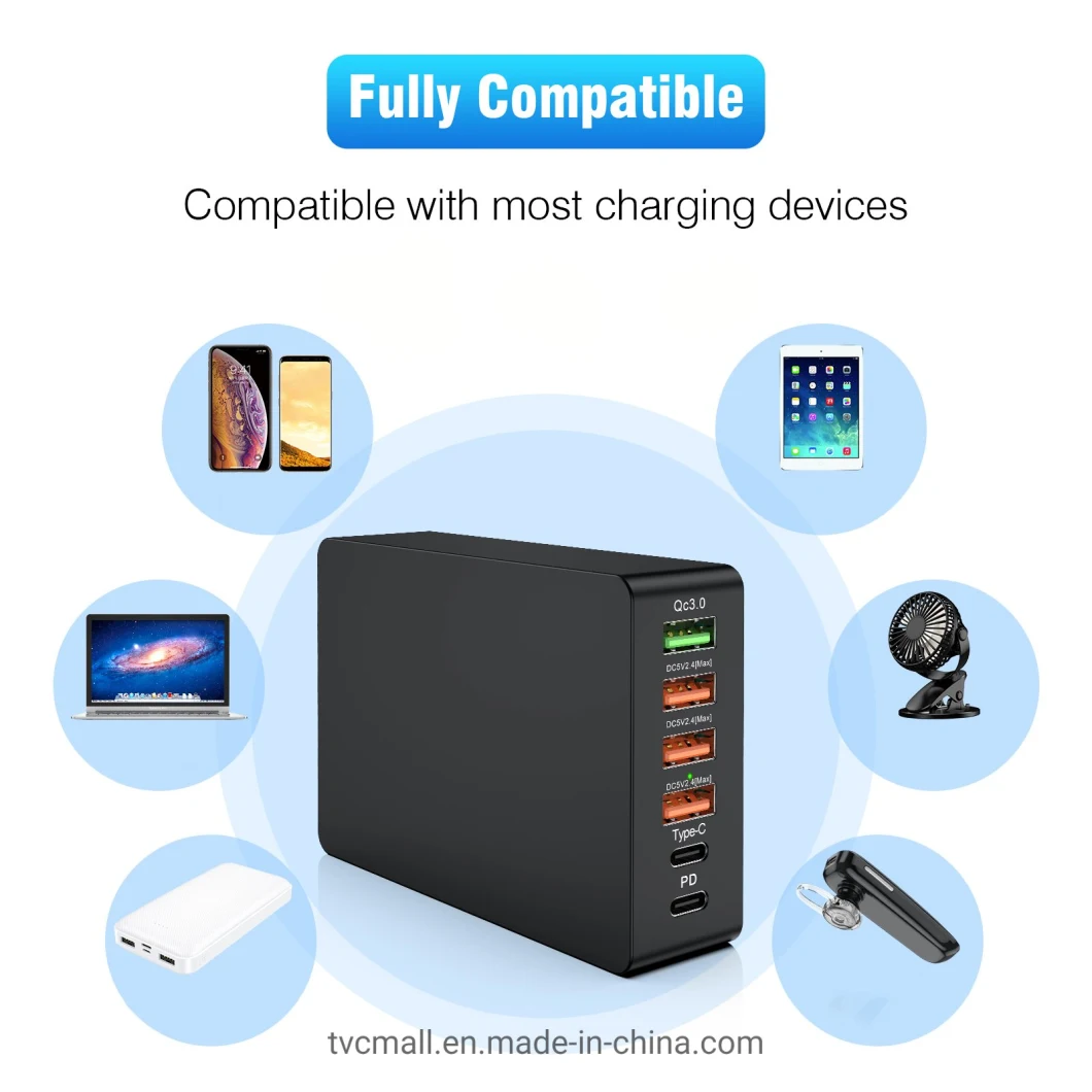 Multi-Port USB QC3.0 Charger Type-C Pd20W Phone Tablet Bluetooth Earphone Fast Charger Power Adapter - EU Plug